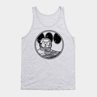 Space Captain Yellow Cat In Control Line Drawing Tank Top